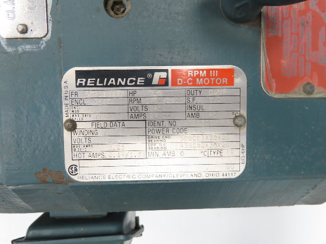 Reliance T21S0301B-YN RPM III DC Motor 7.5Hp 1750/2300 RPM 240V SC2113ATZ