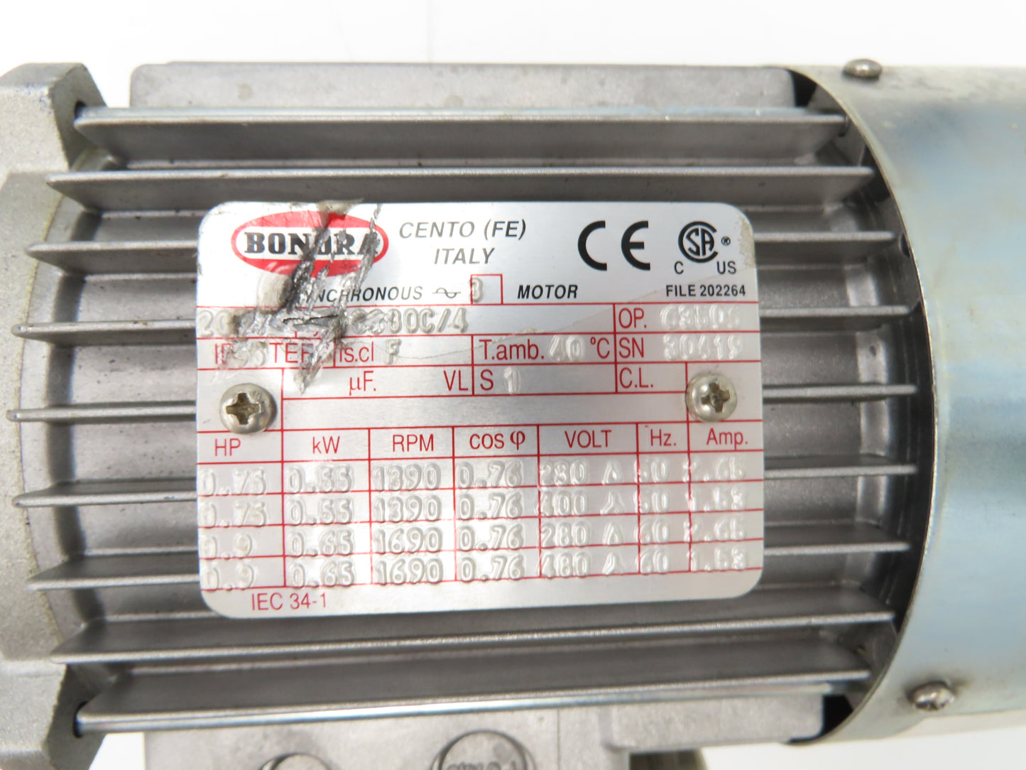 Varvel SRS060401925 Gearmotor 40:1 Reducer 42 RPM Hollow Shaft 0.9Hp 480V IEC 80