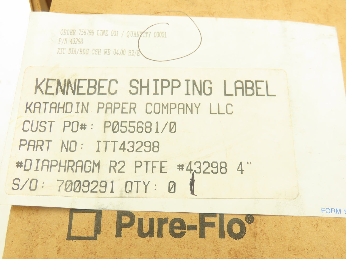 ITT Industries 43298  4" R2 Valve Diaphragm Repair Kit PTFE