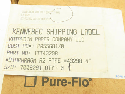 ITT Industries 43298  4" R2 Valve Diaphragm Repair Kit PTFE