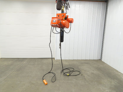 CM Lodestar L 1 Ton Electric Chain Hoist 16 FPM 15' Lift 120 Volt Power Trolley