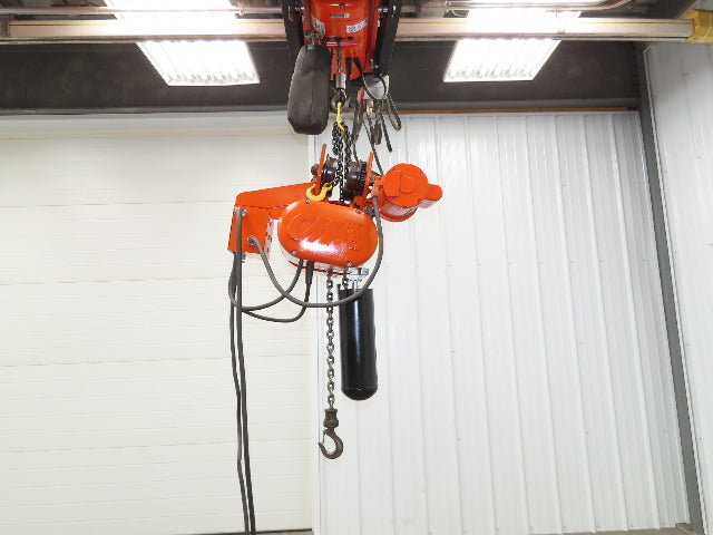 CM Lodestar L 1 Ton Electric Chain Hoist 16 FPM 15' Lift 120 Volt Power Trolley