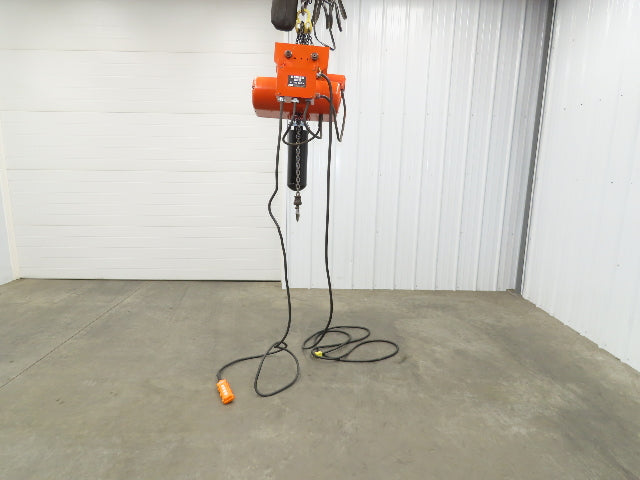 CM Lodestar L 1 Ton Electric Chain Hoist 16 FPM 15' Lift 120 Volt Power Trolley