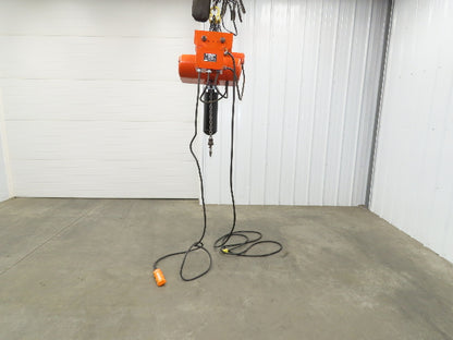 CM Lodestar L 1 Ton Electric Chain Hoist 16 FPM 15' Lift 120 Volt Power Trolley