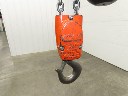 CM Lodestar RR 2 To Electric Chain Hoist 16 FPM 20' Lift 230/460 V 16' Pendant