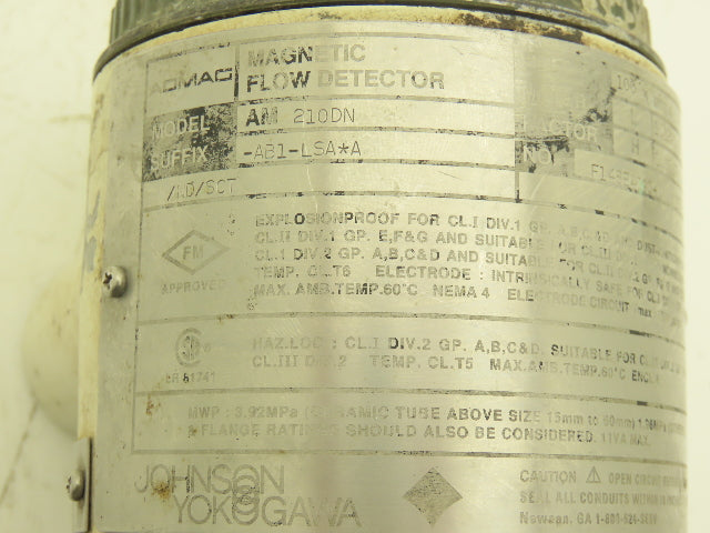 Yokogawa Admag AM 210DN-AB1-LSA*A Magnetic Flow Detector 4" 100mm