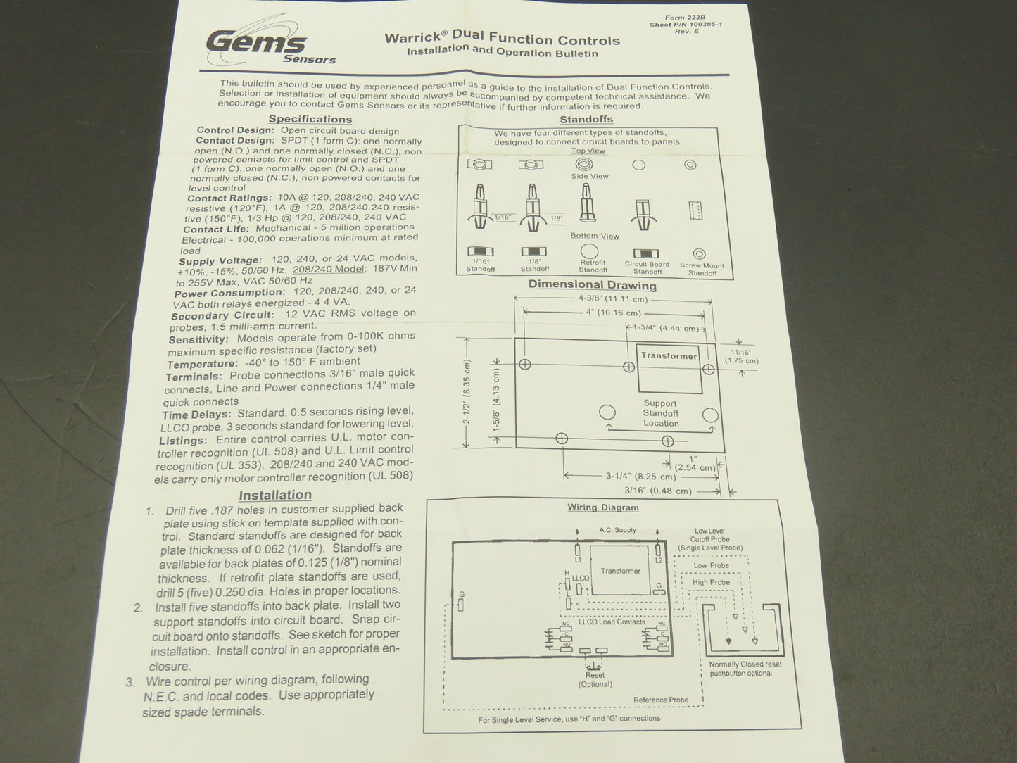 Warrick Controls DFC1C4 Dual Function Control 50K Direct 120vac 6"x6" Enclosure