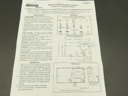Warrick Controls DFC1C4 Dual Function Control 50K Direct 120vac 6"x6" Enclosure
