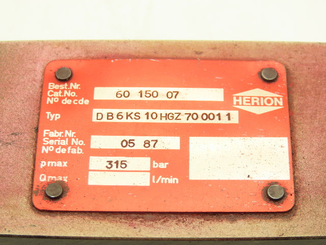 Herion DB6KS10HGZ70001100 Hydraulic Relief/Throttle Valve 60 150 07