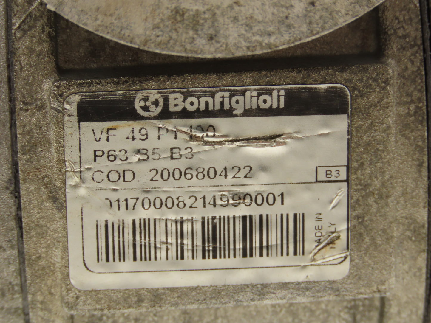 Bonfiglioli VF 49 P1 100 Worm Gearbox 100:1 Reducer 17.5rpm IEC63 Hollow Output