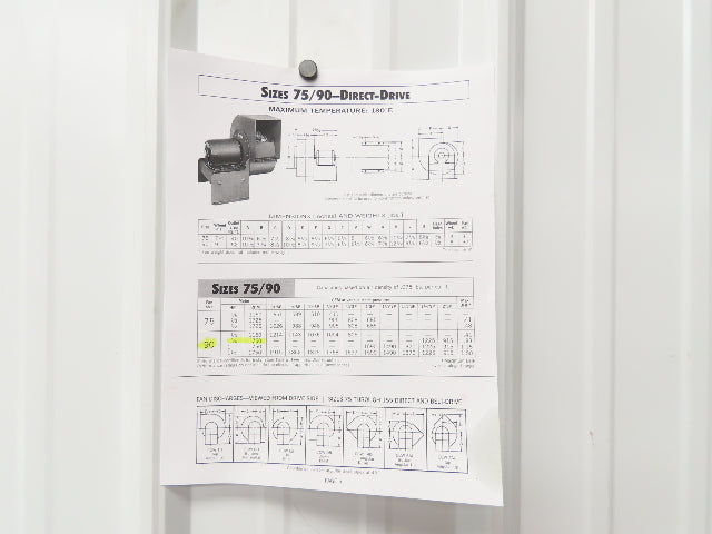 NYB New York Blower 90 FC Forward Curved Fan 9" 3/4Hp 1750 RPM 230/460V 915CFM