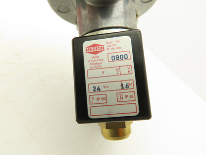 Herion 80-265-70 Pneumatic Air Indirect Solenoid Actuated Poppet Valve 24V Coil