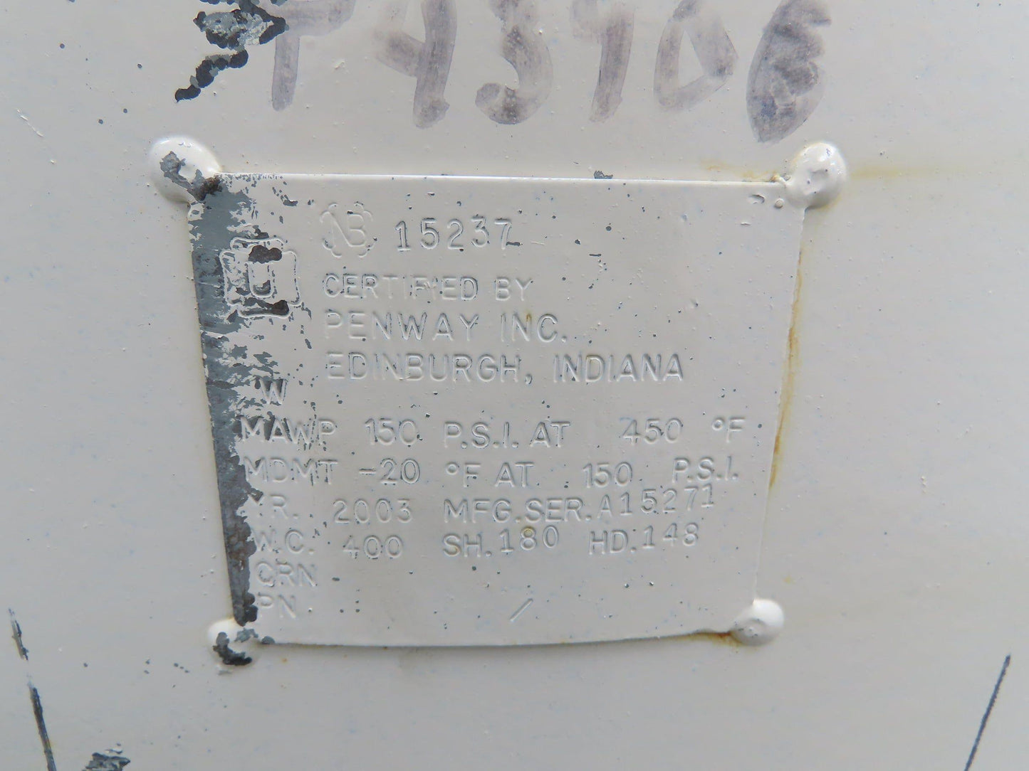 Penway 15237 Compressed Air Receiver Tank 350 Gallon 150PSI Vertical