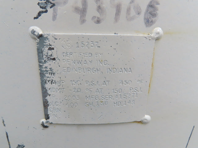 Penway 15237 Compressed Air Receiver Tank 350 Gallon 150PSI Vertical