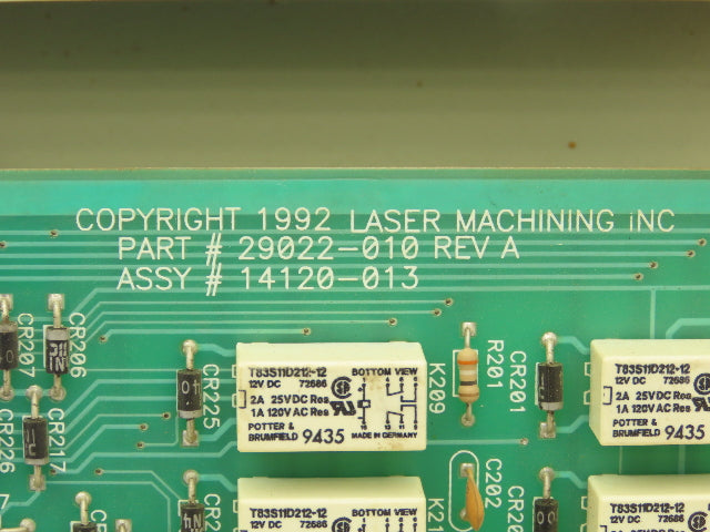 Laser Machining C82 Operator Panel 29022-010 Rev A 14120-013