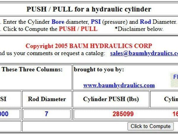 Hydraulic Cylinder 11" Bore 20" Stroke 7" Rod Dia w/Rexroth Check Valve