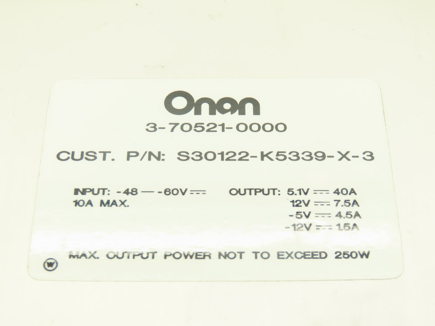 Onan 3-70521-0000 Level 3 Component Type Custom Rectifier 250W
