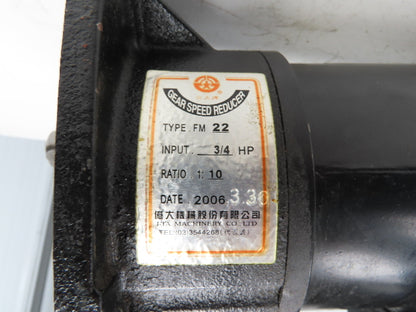 I-TA Machinery FM22 Gear Motor 3/4Hp 220/380V 3PH 10:1 Reducer 172rpm with Brake