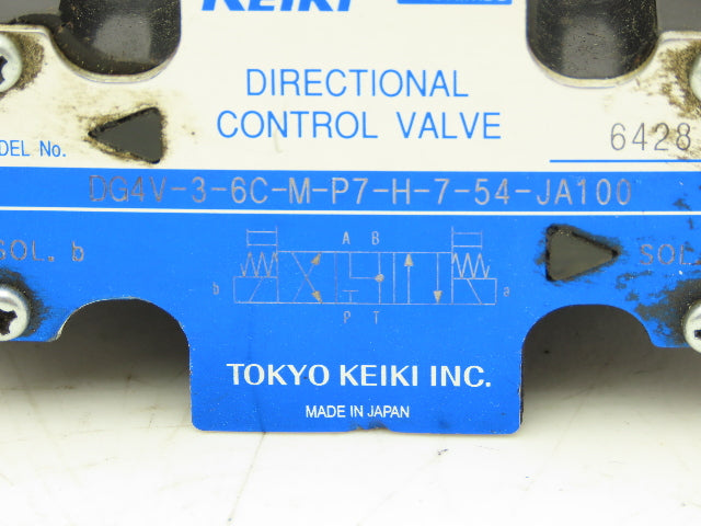 Tokyo Keiki DG4V-3-6C-M-P7-H-7-54-JA100 Directional Solenoid Valve 24VDC