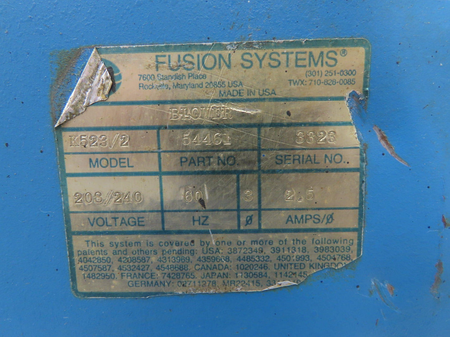 Fusion Systems 1223B2 UV Irradiator with Blower
