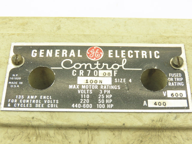 General Electric CR7008F 100N Contactor Motor Starter 120V Coil 100Hp 3PH 600V