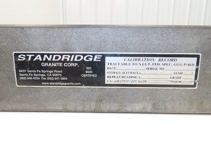 Standridge Granite Surface Inspection Plate 18 x 24 x 4" Grade A