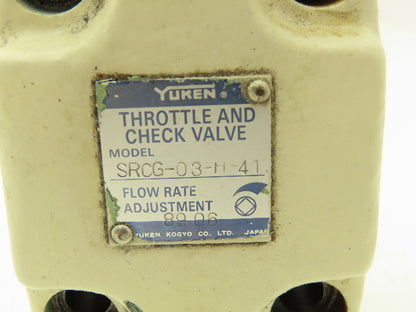 Yuken SRCG-03-H-41 Hydraulic Throttle Check Valve