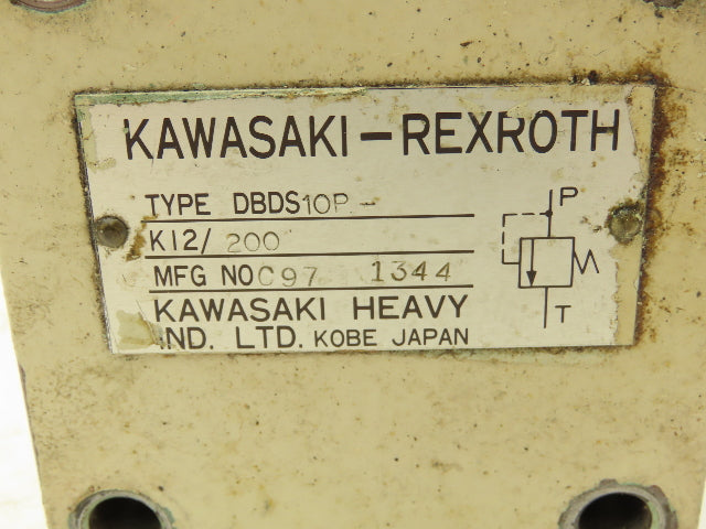 Kawasaki Rexroth DBDS10P-K12/200 Hydraulic Pressure Relief Valve
