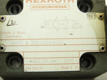 Rexroth Hydronorma 4WE6 J52/AG24NZ5L Directional Solenoid Valve 24VDC