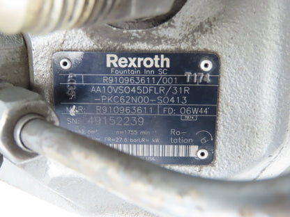 Rexroth AA10VSO45DFLR/31R-PKC62N00-SO413 Hydraulic Piston Pump