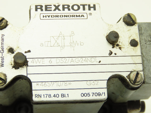 Rexroth Hydronorma 4WE6 D52/AG24NDL Directional Solenoid Valve 24VDC