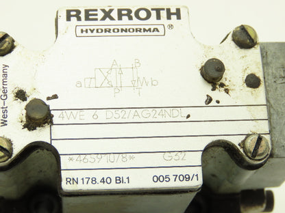 Rexroth Hydronorma 4WE6 D52/AG24NDL Directional Solenoid Valve 24VDC