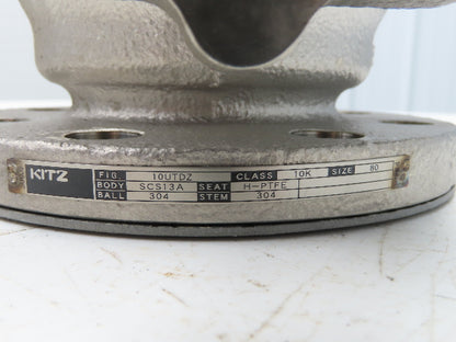 Kitz 10UTDZ 304 Stainless Ball Valve 3" Flanged DN80 Class 10K