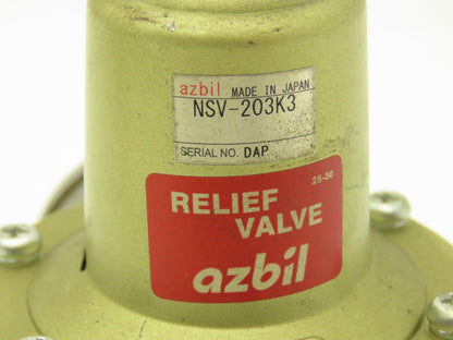 Azbil NSV-203K3 Pneumatic Diaphragm Relief Valve .02-0.8Mpa 3/8" Ports