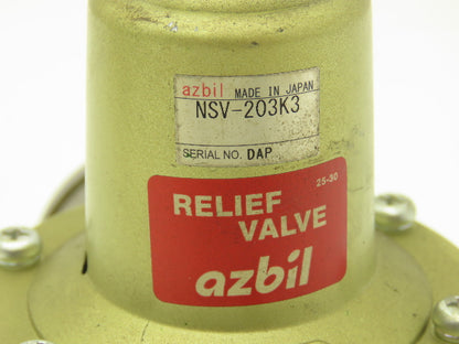 Azbil NSV-203K3 Pneumatic Diaphragm Relief Valve .02-0.8Mpa 3/8" Ports