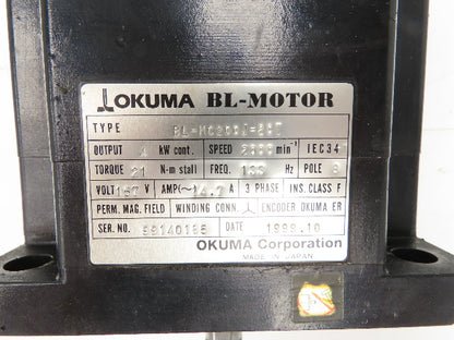 Okuma BL-MC200J-20T AC Servo Motor 4kW 2000 RPM 157V 16.2A 3PH