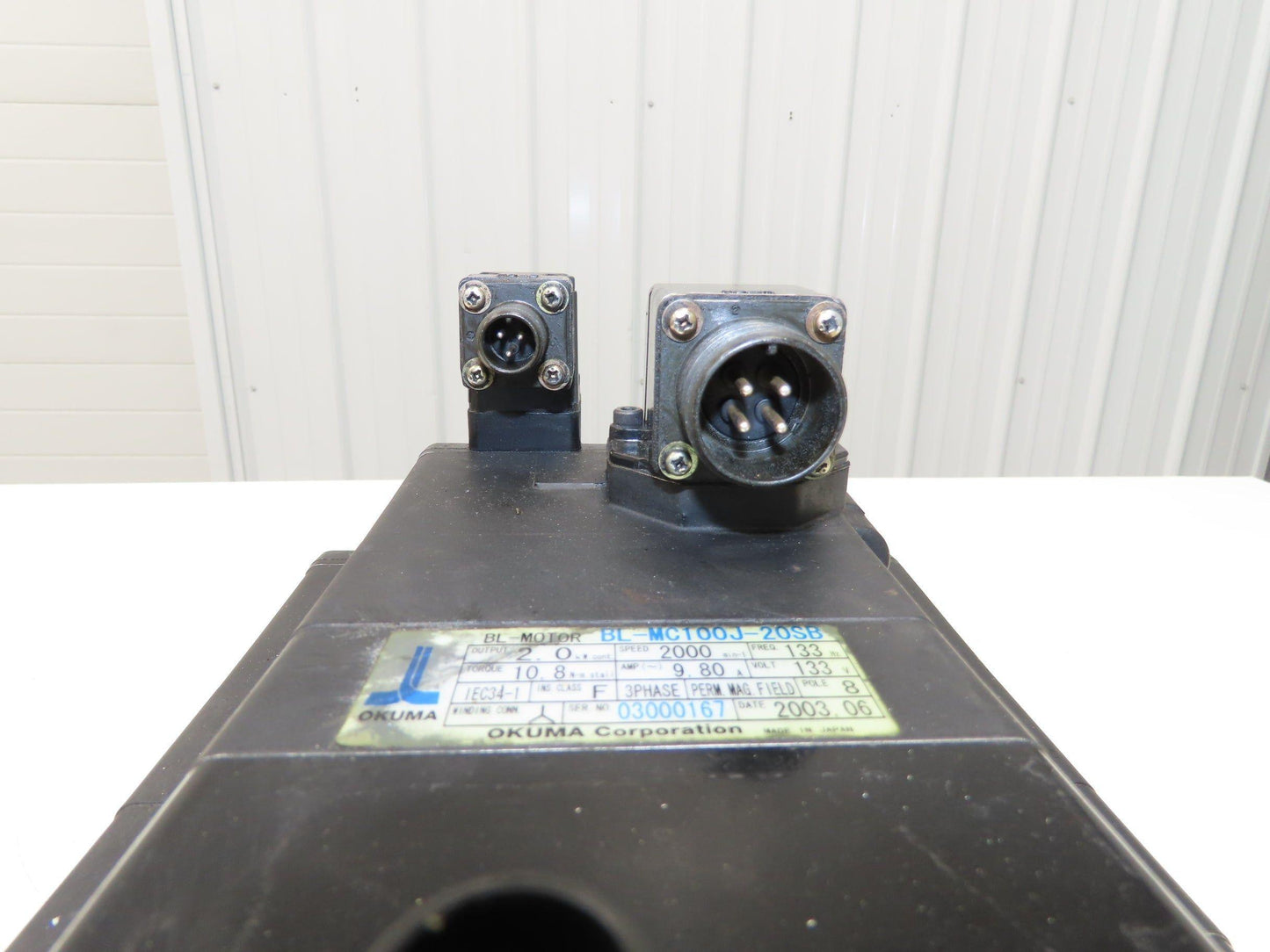 Okuma BL-MC100J-20SB AC Servo Motor 2kW 2000 RPM 133V 8.91A 3PH Encoder