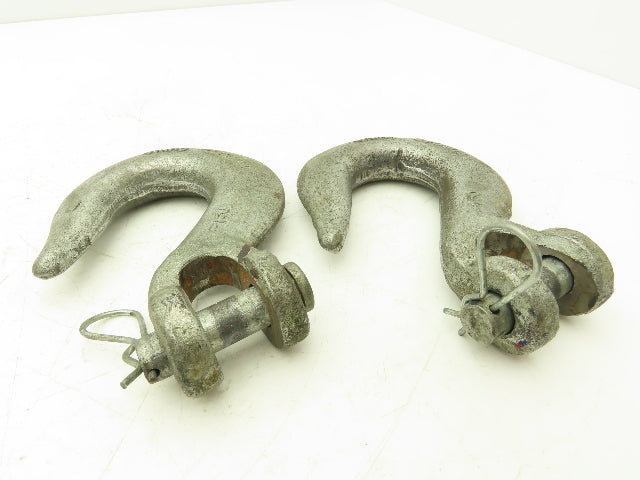 NA NA 1-1/2" Sling Lifting Hook Pin Bolt Through Clevis Lot of 2