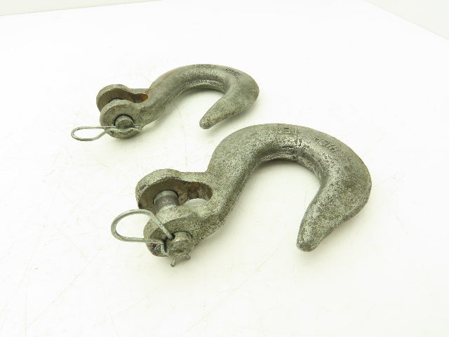 NA NA 1-1/2" Sling Lifting Hook Pin Bolt Through Clevis Lot of 2
