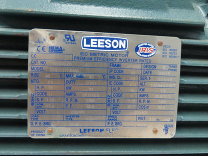 Leeson C160T17FZ45A IEC Metric Motor 15Hp 1760rpm 230/460V 3PH DF160MD