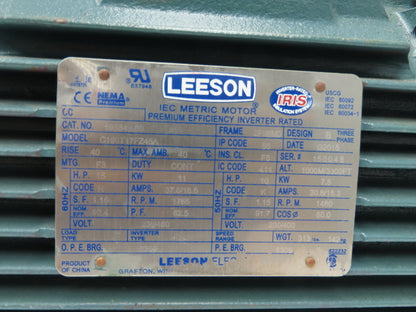 Leeson C160T17FZ45A IEC Metric Motor 15Hp 1760rpm 230/460V 3PH DF160MD