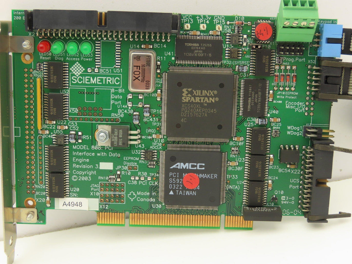 Sciemetric 808 PCI Interface with Data Engine Revision 3