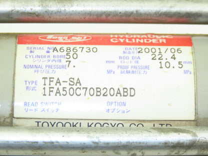 Toyo-Oki TFA-SA Hydraulic Cylinder 50mm Bore 20mm Stroke Flange Mount 1000psi