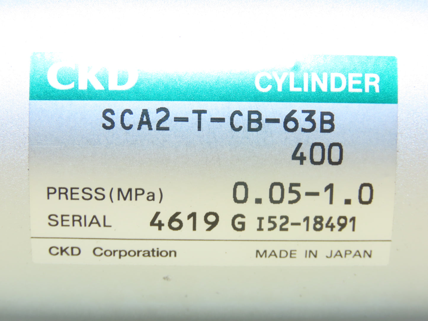 CKD SCA2-T-CB-63B-400 Pneumatic Air Cylinder 63mm Bore 400mm Stroke 145PSI