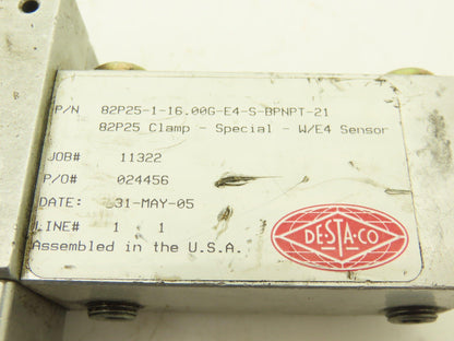 Destaco 82P25-1-16.00G-E4 Pneumatic Locating Pin Clamp 16mm E4 Sensor