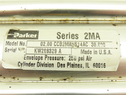 Parker CCB2MAUS14AC Series 2MA Pneumatic Air Cylinder 2" Bore 30" Stroke Foot Mt