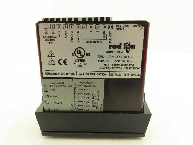 Red Lion Controls PAXI0000 Panel Meter 6 Digit LCD Display 250VDC
