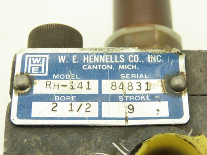 W.E Hennells RH-141 Pneumatic Air Cylinder 2.5" Bore 9" Stroke Foot/Lug Mount