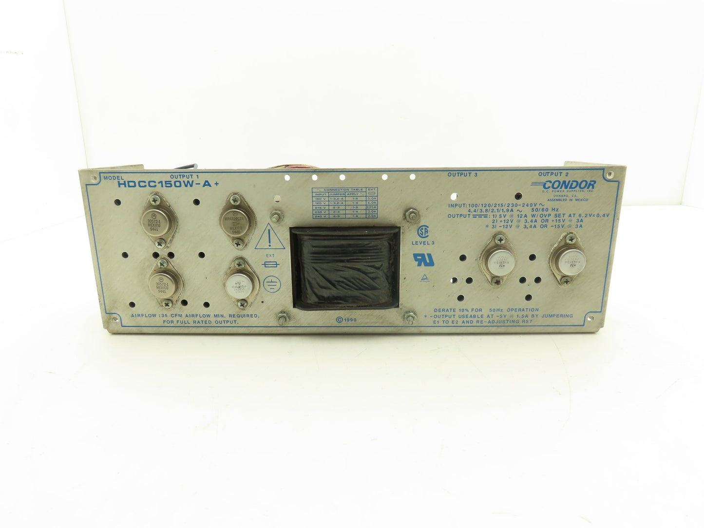 Condor HDCC150W-A+ Power Supply 240VAC Input 12 Or 15VDC Output 50/60Hz