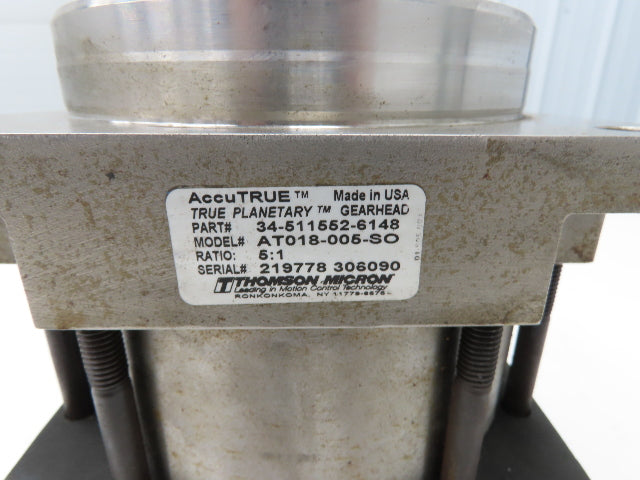 Thomson Micron AT018-005-SO AccuTrue Planetary Gearhead 5:1 Inline Reducer